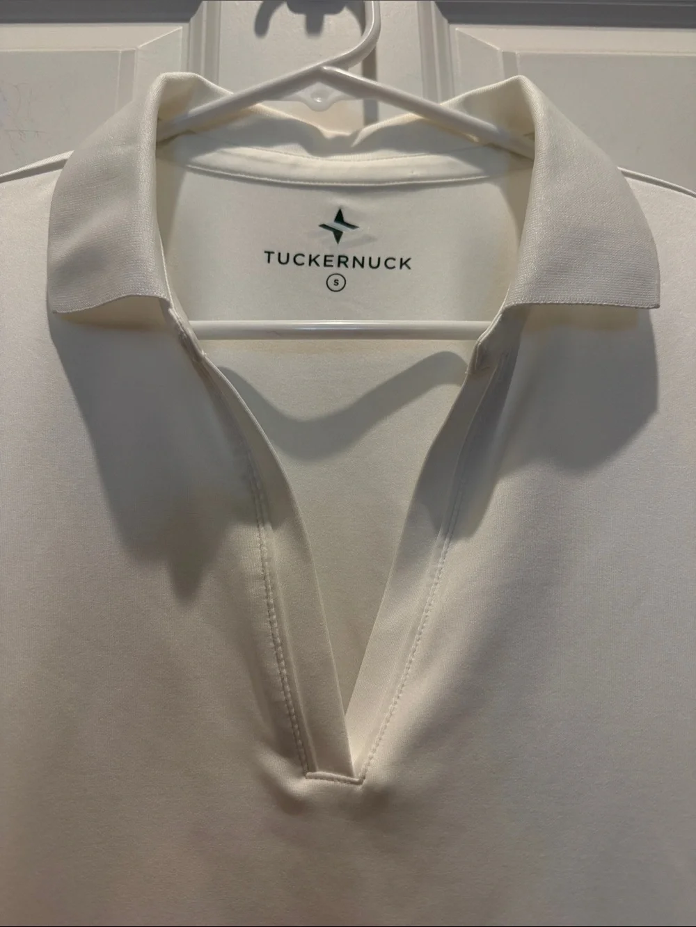 Tuckernuck Tuck Sport White Puff-Sleeve Polo Blouse Small